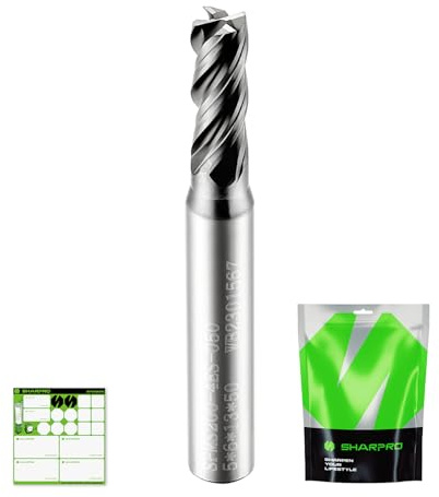SHARPRO VHM Schaftfräser Metall Hartmetallfräser Für CNC-Fräser 6mm Schaft | 5mm Schnittdurchmesser AlCrN-beschichtet für Holz, Metall Acryl Kunststoff 4-Flöte Spiralfräser Drill End Mill Fräser Bit
