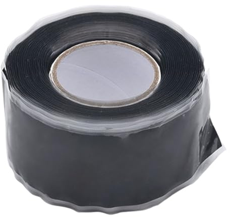 Yaztauho Selbstverschweißendes Silikonband, Abdichtband Schwarz, Selbstverschmelzendes Silikonband, Isolierendes Silikon-Griffband, 1 Zoll X 5 Fuß Gummiband Für Rohre, Black