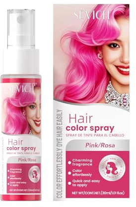 SEVICH Temporary Hair Color Spray Pink,Instant Hair Color Dye for Men & Women,Quick-Drying & Easy Wash Out,Even coloration with Ultra-Fine Mist Sprayer,Travel Size,30ml