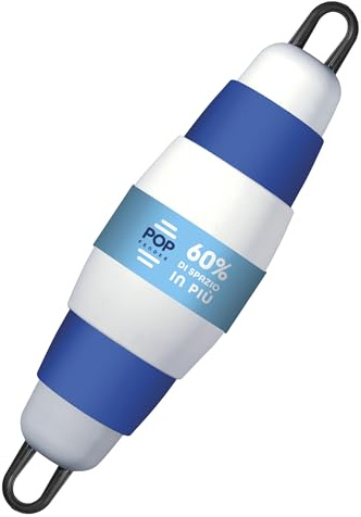 POP Fender – Premium båtfender, sparar 60 % utrymme, underhållsfri – ingen luftpump, användning under vatten, gnisslar inte, krymper inte. (1, vit/ultramarin, ø215 x 770 mm (ø8 1/2 tum x 2` 6 1/3 tum