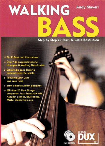 Edition Dux Walking Bass Mayerl, Buch/3 CDs, handbok för basgitarr