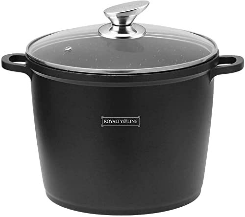Royalty Line RL-AD24M Pentola Alta con rivestimento antiaderente, coperchio in vetro, induzione, 7 Litri, 24 cm