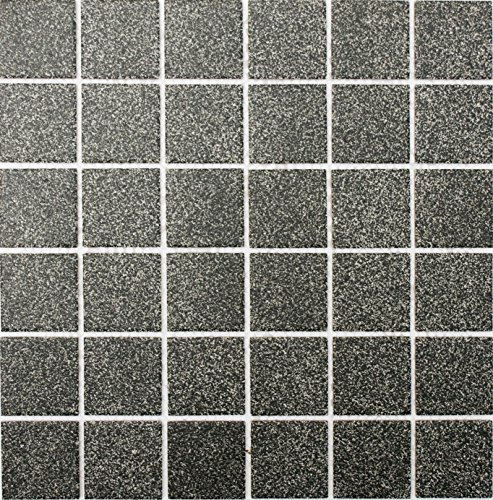 Mosaik Quadrat uni steingrau rutschhemmend R10B Keramik rutschsicher trittsicher anti slip rutschfest Duschtasse Boden Küche Bad WC, Mosaikstein Format: 48x48x6 mm, Bogengröße: 306x306 mm | 10 Mosaikmatten