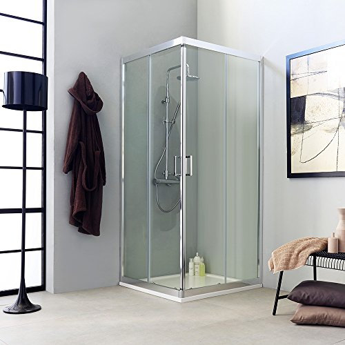 Kiamami Valentina - Cabine de douche carrée transparente 80x80 ouverture coulissante design moderne | Fly