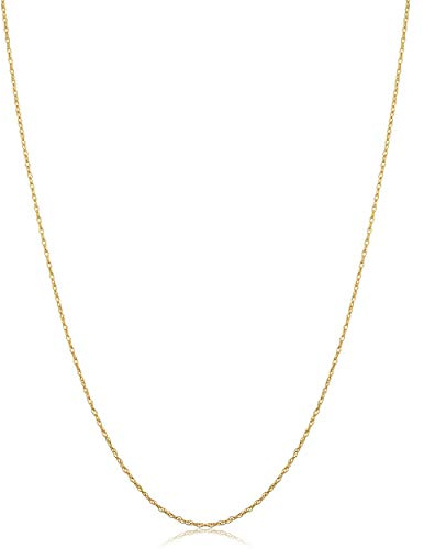 Kooljewelry Womens Classic Rope Chain - 10k Yellow Gold Barely-There Necklace, Thin Lightweight