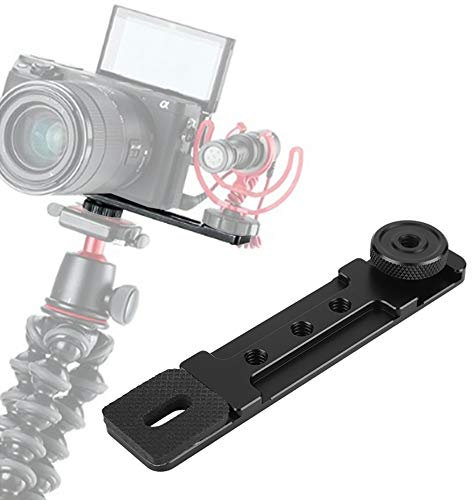 Prolunga per Montaggio a Caldo Supporto per treppiede Barra di prolunga con Doppio Supporto per Flash con Fori per Filettatura da 1/4 per A6400 A6300 per M6 M50 Mirrorless Camera