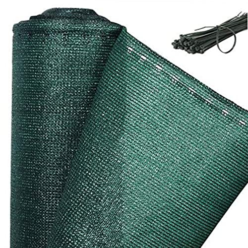 AGROFLOR - Brise-vue - Tapis ombragé - Protection contre le vent - Avec attache-câbles - Différentes tailles 1 x 10 m vert foncé