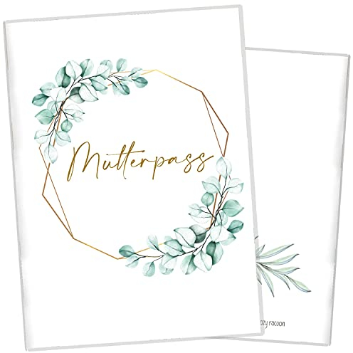 cozy racoon 3-teilige Mutterpasshülle für den Deutschen Mutterpass | Hochwertige Hülle für deinen Mutterpass (Kunststoff) | Design Eukalyptus (ohne Personalisierung)