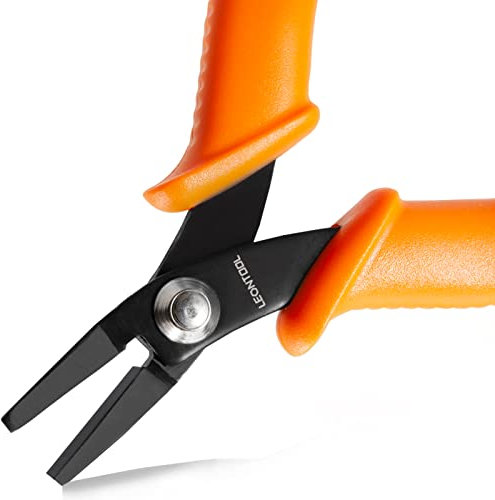 LEONTOOL Mini Flat Nose Jewelry Pliers - 4-Inch Duck Billed Pliers, Smooth Jaw, Wire Bending & Wrapping Tools