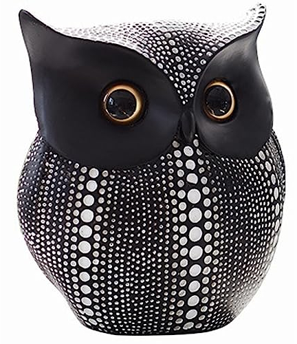 PIGPIGFLY Eule Statue,Deko Figuren,Deko Wohnzimmer,Home Store Dekoration, Modern Abstract Kunst Skulpturen Deko, Bürodekorationen,Polyresin, Geschenk（Schwarz）