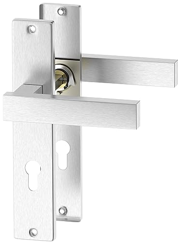 ERGO line BONN Edelstahl Türbeschlag Türgriff PZ - Profilzylinder Set Langschild Drückergarnitur, Türbeschlag, Türklinke, Türdrücker