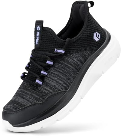 FitVille Scarpe da Camminata Donna Pianta Larga Leggere Sneakers Ginnastica Sportive Comode Scarpe da Passeggio Fitness Ammortizzate Nero 38 EU Larga