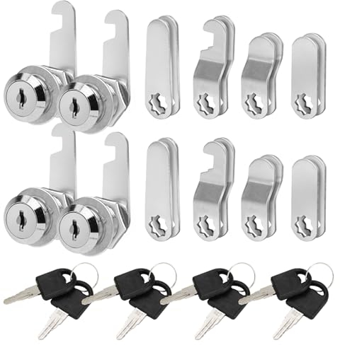 Spesh 4 Sets Cabinet Cylinder Locks - Each Includes Unique Keys for Enhanced Security, Drawer Lock with 2 Keys for Mailbox, Letterbox, File Cabinet(30MM)