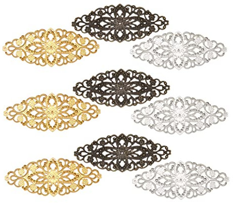 EXCEART 30stücke Teiliges Metall Blumenanhänger Hohl Lange Diy Charms Für Haarschmuck Und Schmuckzubehör Vintage Farben Weiß Bronze Vielseitig Zum Basteln Und Einflechten