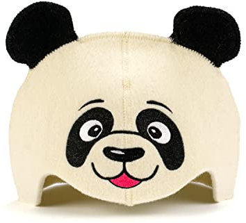 SAUNA GURU Panda Hat, 100% Organic Wool Felt Sauna Cap, Banya Hat Sauna Hair Protector, Sauna Accessories Embroidered Hat, Russian Sauna Hat, Sauna Gifts for Men and Women, Sauna Room Accessory