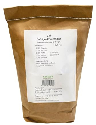 Carl Wolf - Geflügelkörnerfutter - 800g - Probiergröße - Natürliche Premium-Qualität für gesundes Geflügel - Hühner - Enten - Regional - Naturbelassen - Ohne Gentechnik
