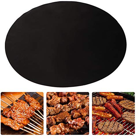 Tapis de Cuisinière à Gaz Antiadhésif - Tapis de Barbecue Rond en Silicone de 40 Cm pour Cuisine et Cuisinière à Gaz - Lavable, Réutilisable, Revêtement PTFE, Noir