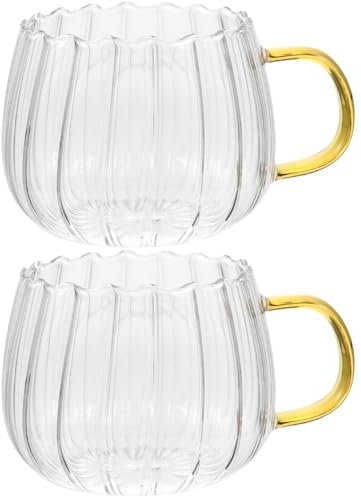 Amosfun Tazza da caffè in vetro borosilicato – tazze da tè trasparenti con manico ergonomico, ideale per caffè, tè freddo ed elegante decorazione da tavolo, 12 x 7,8 cm