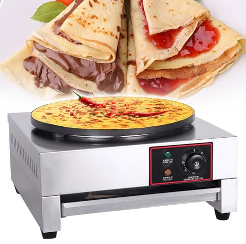 Eastnmythet Crepera y Plancha para Cocinar, Máquina para Hacer Panqueques de 16 Pulgadas/40cm, Sartén Antiadherente Comercial para Panqueques, Plancha para Crepes para Tortillas,Electric