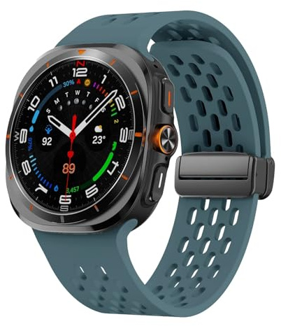 Generisch Magnetisches Armband, kompatibel mit Galaxy Watch Ultra 47 mm Zubehör, atmungsaktives Silikonarmband, kompatibel mit Galaxy Watch 7 Ultra Band(Blue)