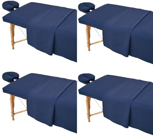 KAKU HOME 4 Sets Extra Thick Massage Table Sheets Sets Soft Premium Microfiber 3 Piece Set Massage Sheet Set for Salon Spa Bed Include Fitted Covers Flat Sheets Face Cradle Cover