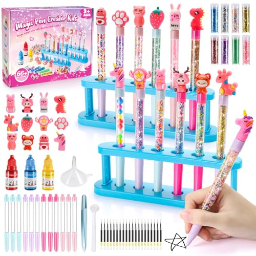 Fabrique a Stylo 66+ Accessoires, Cadeau Fille 4-12 Ans, Atelier des Stylos Personnalisé Enfant Activité Manuelle 4 5 7 9 10 Ans,Jouet Enfant 4-12 Ans Cadeau Anniversaire Fille Atelier Creatif