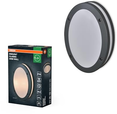 Osram Luminaire extérieur ENDURA CLASSIC ORBI W, applique murale, E27, gris foncé, aluminium, installation facile et rapide, diffuseur dépoli, classe de protection IP65, utilisation en extérieur