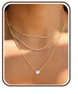 Chriscoco 3-pack kedja guld damer, lagerhalsband damer, 14K förgyllda kedjor set, vattenbeständig kedja, silver guldkedja, silverkedja med CZ hjärt- och korshängen för kvinnor, 35 cm, Koppar, Ingen