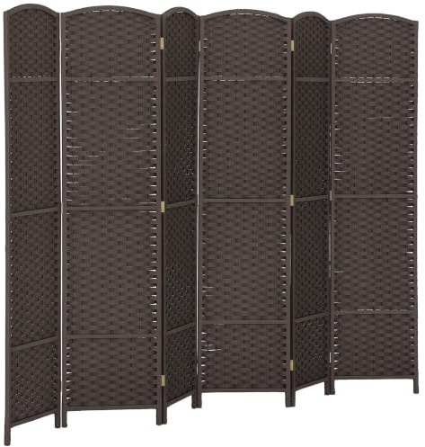 HOMCOM Biombo Plegable de 6 Paneles 240x170 cm Salón Dormitorio Marrón | Separador de Ambientes, Biombo Separador de Ambientes, Oficina