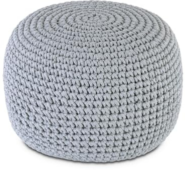 Amago home Bodenkissen Pouf Ø55 H37 Mohair Sitzhocker Sitzpouf waschbar nachfüllbar Farbe hellgrau