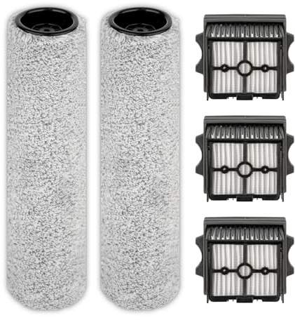 (5 Pack) Floor One S9 Artist Pro Brush Rollers and HEPA Filters Compatible with Tineco Floor One S9 Artist Pro Wet Dry Vacuum Cleaner (Excluding Handle), 2 Brush Rollers, 3 HEPA Filters