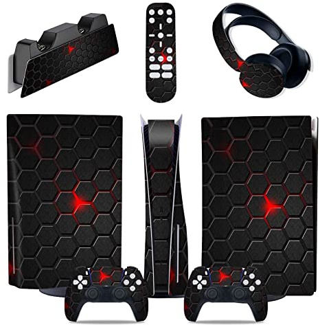Protector Para PS5 Consola Disc Edition & Digital Pegatina Vinilo Calcomanía Cubierta Para Ps5 Mando & Estación Carga & Auriculares & Multimedia 90475 Sin Residuos(Digital Edition)