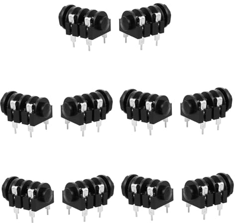 BESTonZON 10 Stück 6,35mm 4-polige Mono Klinkenbuchsen aus Metall Audioeingangsbuchsen für Gitarren und Mikrofonanschluss Schildkrötenform für Platzsparende Bühnen und Studioausrüstung
