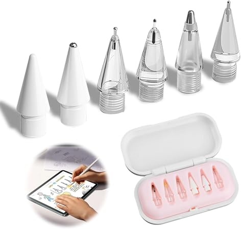 iwui Ersatzspitzen für Apple Pencil Pro 6 in 1 | Verbesserte Stylus Pen Spitzen mit Tragebox, Spitze Kompatibel mit Pencil USB-C, 2nd/1st Generation