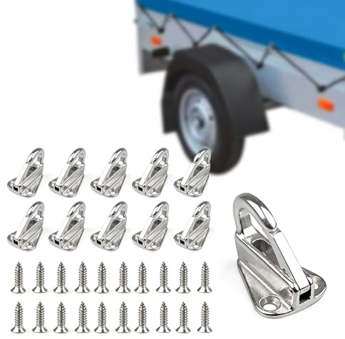 Planenhaken 10 PCS - alouweekuky, Planenhaken Anhänger mit 20 Schrauben, 316 Edelstahl Netzhaken für Anhänger ist Extrem Haltbar und Robuste Zwei-Loch-Haken für Bordwand