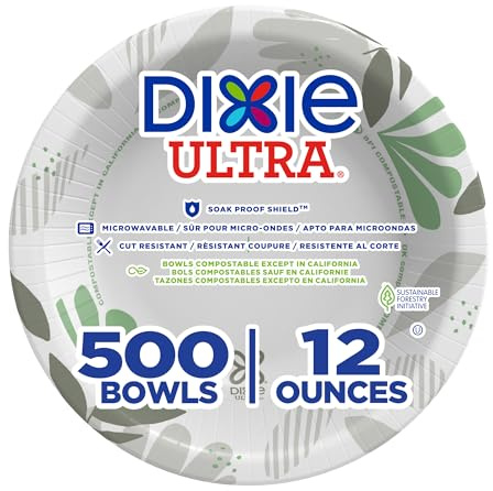 Dixie Ultra 12 oz Heavy-Weight Paper Bowls By GP PRO, Pathways Design, 500 Count (125 Disposable Bowls Per Pack, 4 Packs Per Case), SXB12WS