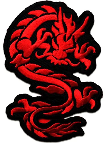Catch the Patch Chinesischer Drache Aufnäher zum Aufbügeln 6,7 x 9 cm Bügelbild für Kinder Mädchen mit Wild Statement, Bügelpatch Patches Bügelflicken