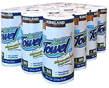 Kirkland Signature Roll Towel, 12 x 80 Sheet Pack, Fabric, White, 12