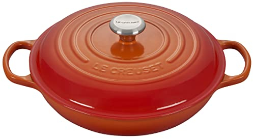 Le Creuset Signature Gusseisen Gourmet-Profitopf, Rund, Ø 30 cm, 3,5 l, Für alle Herdarten inkl. Induktion geeignet, 5,555 kg, Ofenrot, 21180300902430