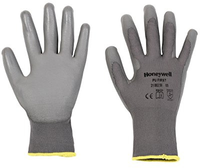 Honeywell 2100250-06 PU FIRST Allzweck-Polyamid-Strickhandschuhe, leicht, 26 cm lang, Größe 06 (Packung mit 10 Paar), Grau