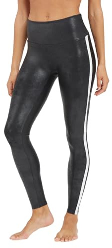 SPANX Kunstleder-Streifen-Leggings,Schwarz (Black/White),L