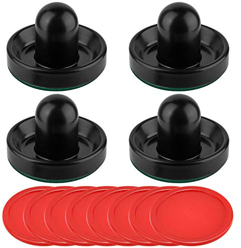 Coopay Air Hockey Pushers and Pucks, Air Hockey Paddles, Goal Handles Paddles Replacement Accessories for Game Tables (4 Striker, 8 Red Puck Pack)