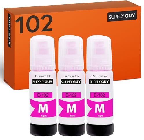Supply Guy Tinte Magenta kompatibel mit Epson 102 für EcoTank ET-4850 ET-2850 ET-2856 ET-3850 ET-4856 ET-15000 (3x70ml Tintenflaschen)
