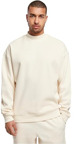 Urban Classics herrtröja med hög ribbkrage, bred mock neck tröja, överlappande axlar, storlek S till XXL, Vit, L