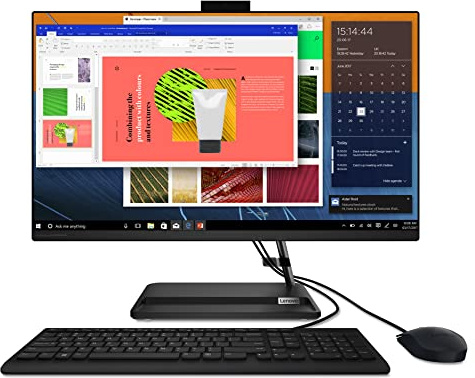 Lenovo Ideacentre AIO 3 27ALC6 - Computer desktop All-In-One 27 FHD (AMD Ryzen 7 5700U, 16 GB RAM, 512 GB SSD, AMD Radeon Graphics, WiFi 6, Windows 11 Home) Tastiera AZERTY e Mouse USB - Nero