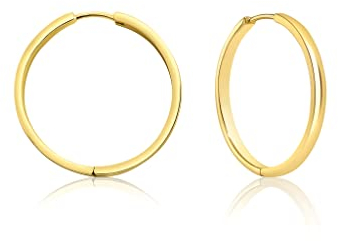 Mary & Jules Creolen Gold aus 925 Sterling Silber vergoldet, goldene Ohrringe Damen aus recyceltem Silber, Klappcreolen Gold, Damen Ohrringe, Ohrstecker für Frauen und Mädchen