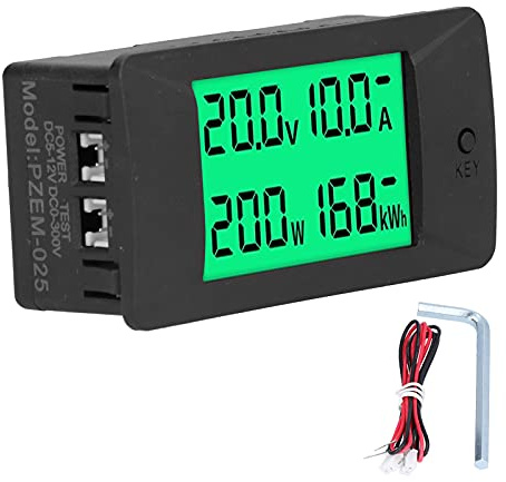 Tyenaza DC Meter, Current Voltage Energy Power Meter, DC5-12V 50a Ammeter Voltmeter Multimeter Tester LCD Digital Display Volt Amp Watt Detector Reader Panel