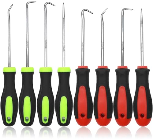 GYSRXS Set di 8 Pezzi Ganci per Paraolio 15-17cm Kit Estrattore per Paraolio con Impugnatura Antiscivolo Strumento di Rimozione Guarnizione O-ring per Auto