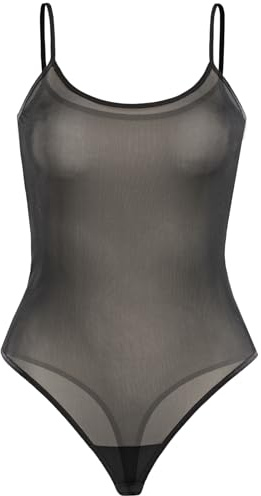 Teyli Body Transparente de Malla con Tirantes Finos – Elegante, Ligero y Sensual.