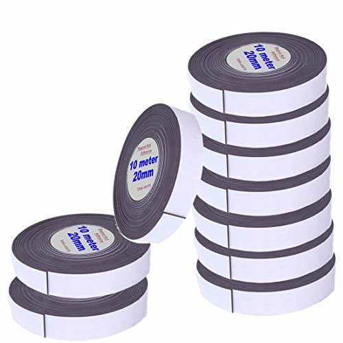 TUKA-i-AKUT 100m x 2cm Magnetklebeband, Selbstklebend Magnetband, Magnetisches Klebeband, Flexible Magnetstreifen Individuell Zuschneidbar, 10x10 Meter Länge, TKD9035-2cm